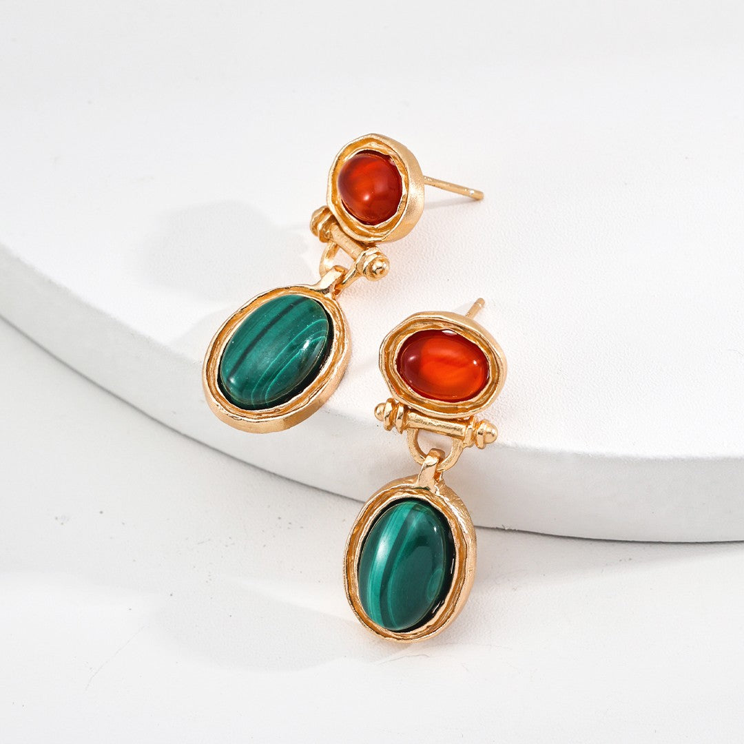 Malachite&Red Agate Earrings