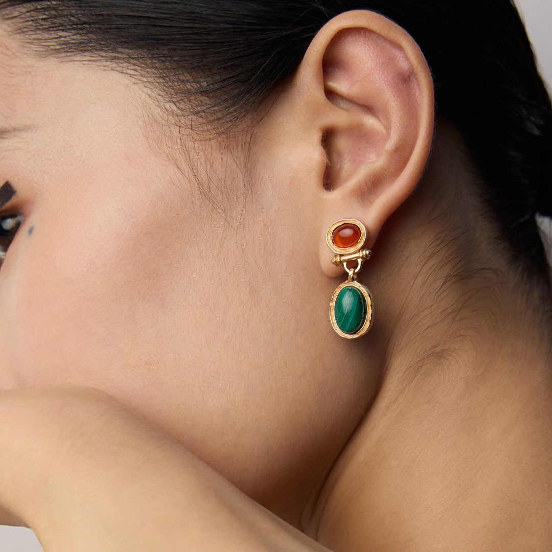 Malachite&Red Agate Earrings