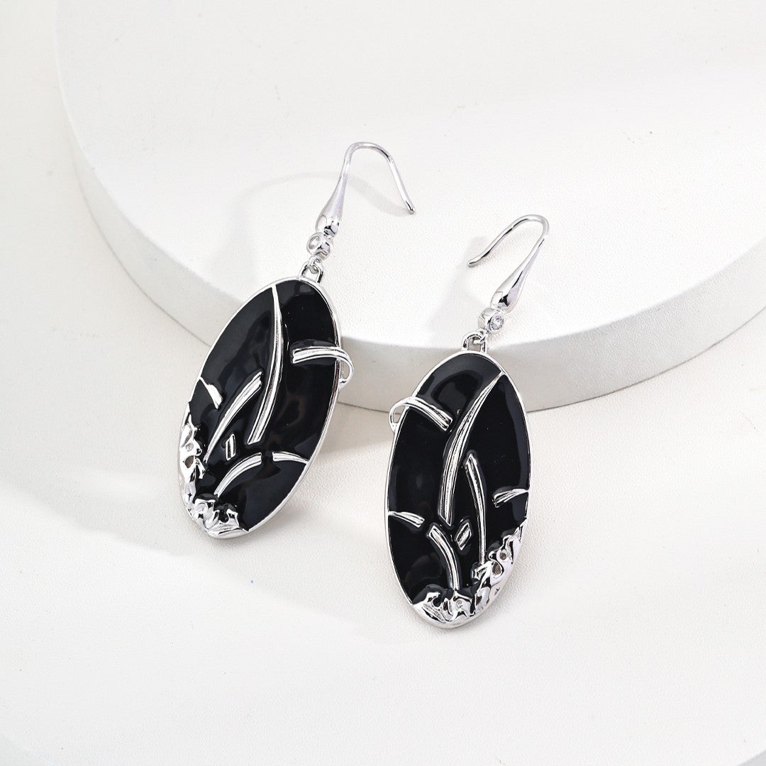 Black Enamel Pendant Earrings