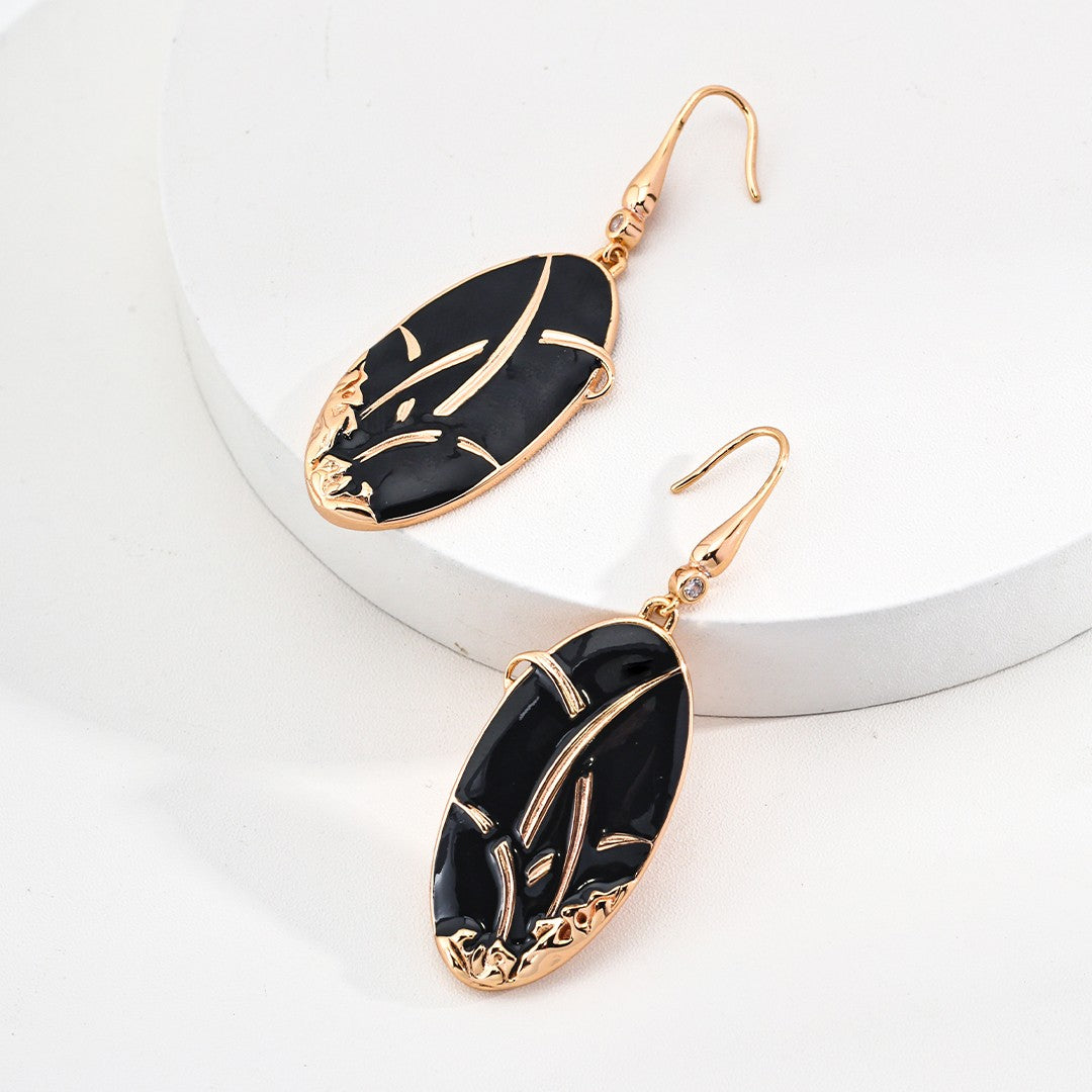 Black Enamel Pendant Earrings