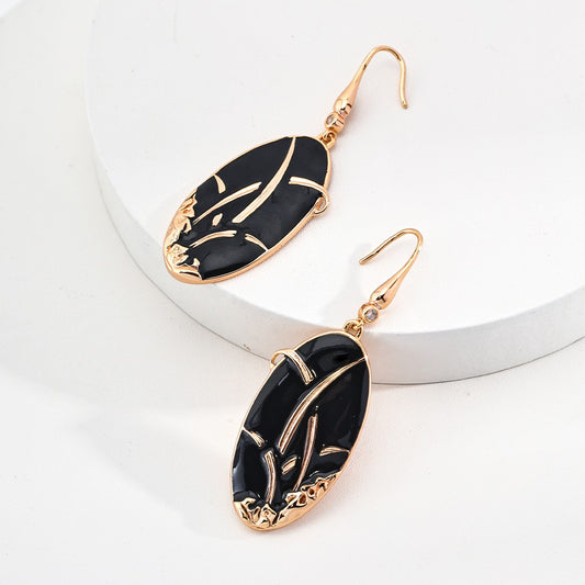 Black Enamel Pendant Earrings