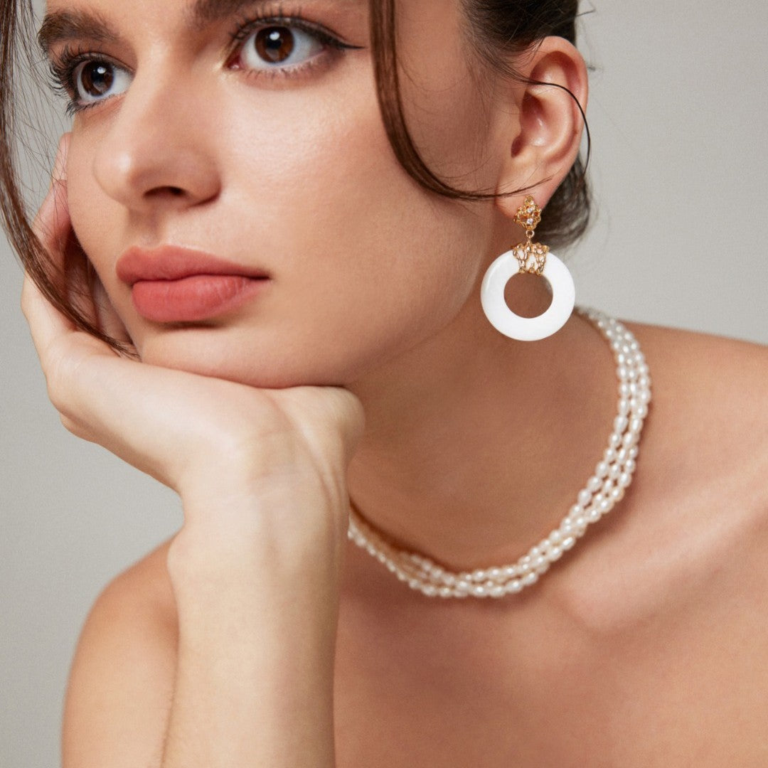 Multi Circle Pearl Necklace