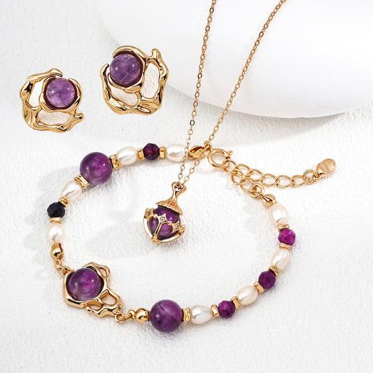 Amethyst&Pearl Jewelry Set