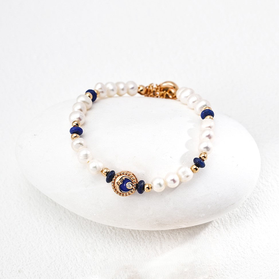 Pearl&Lapis Lazuli Bracelet Ⅳ