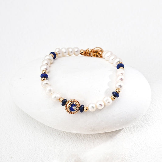 Pearl&Lapis Lazuli Bracelet Ⅳ