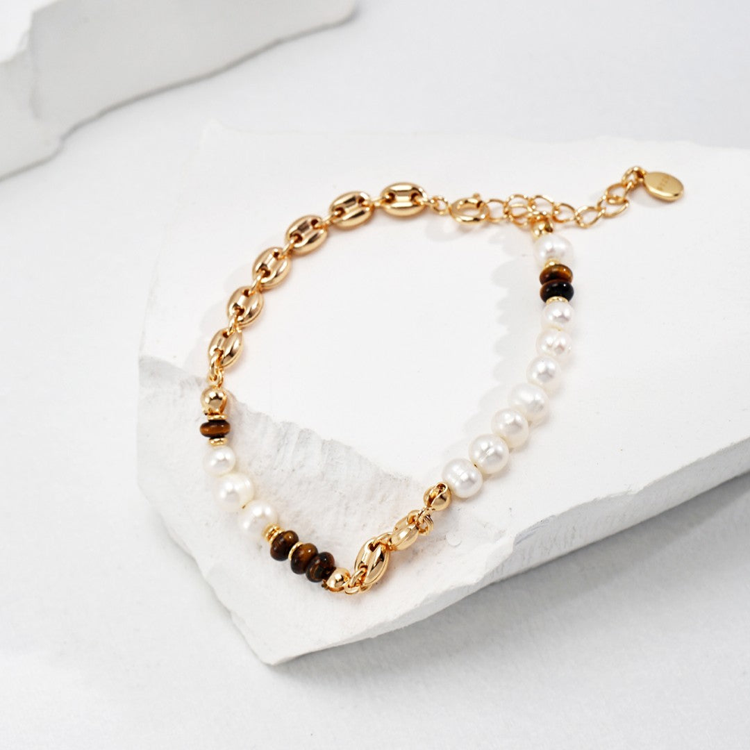 Tiger-Eye Stone&Pearl Bracelet