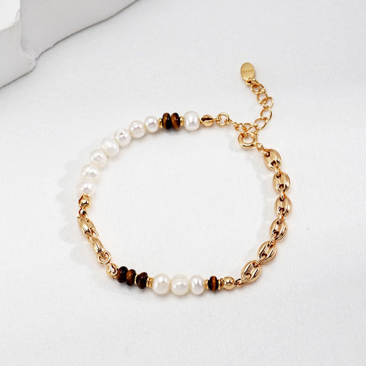 Tiger-Eye Stone&Pearl Bracelet