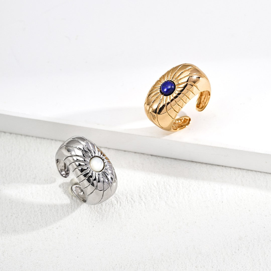 Lapis Lazuli/Shell bead Ring
