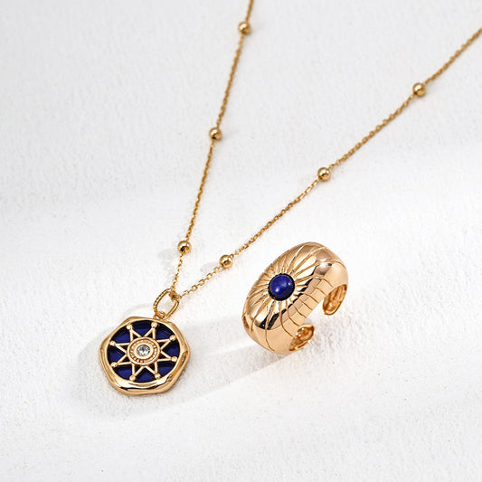 Black Enamel/Lapis Lazuli Jewelry Set