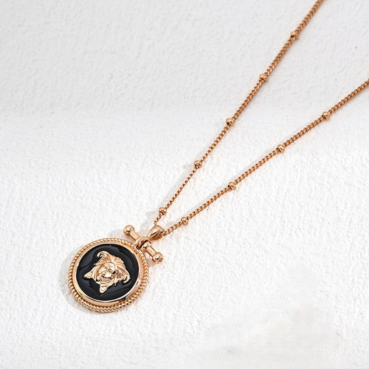 Black Enamel Pendant Necklace
