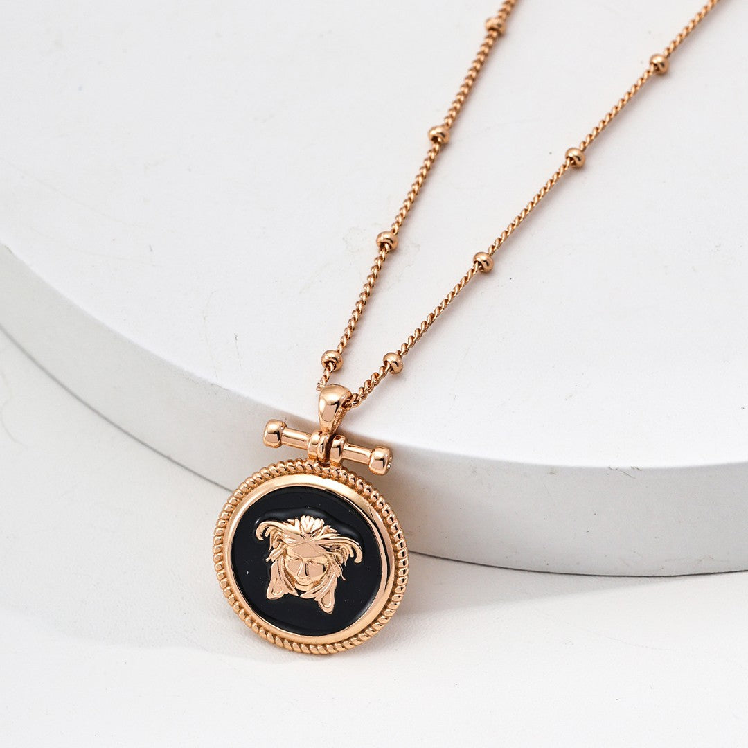 Black Enamel Pendant Necklace