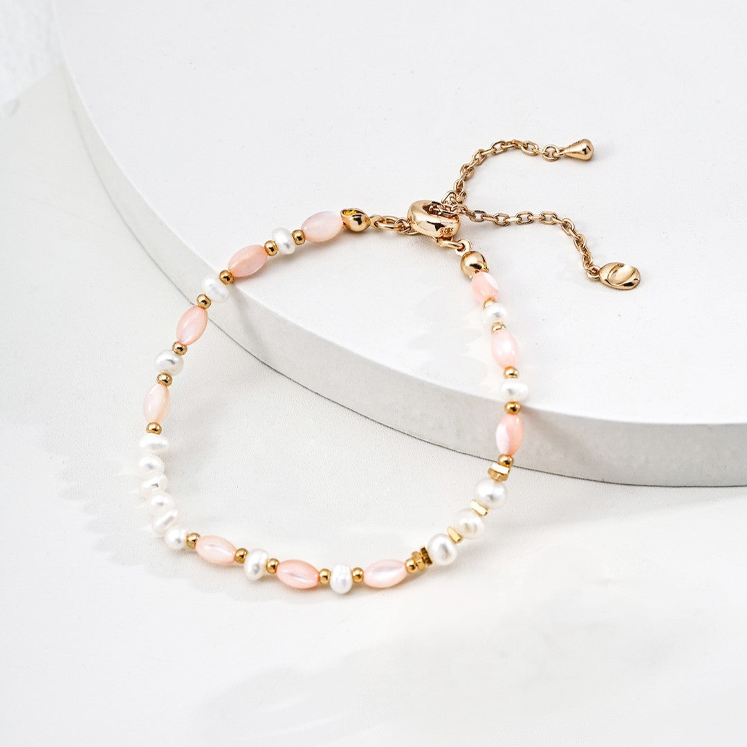 Pearl&Pink Shell Bead Bracelet