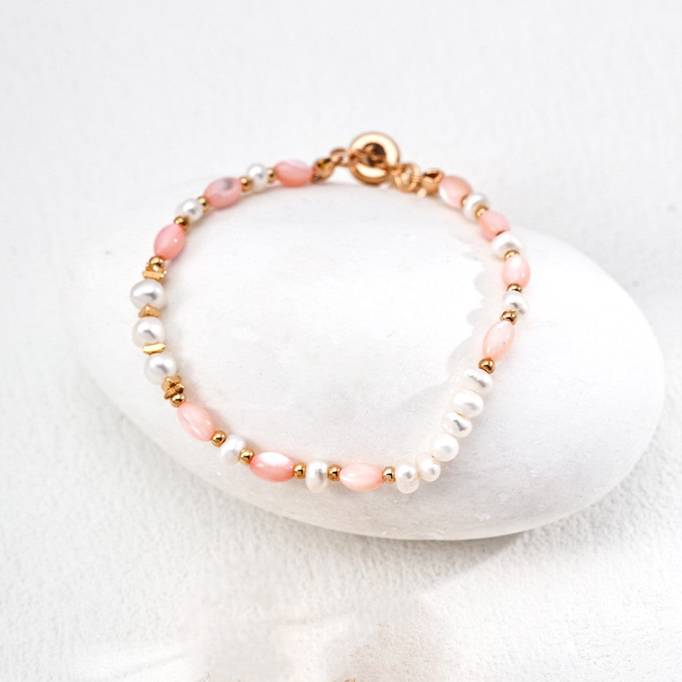 Pearl&Pink Shell Bead Bracelet