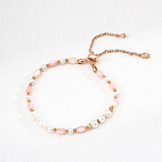Pearl&Pink Shell Bead Bracelet