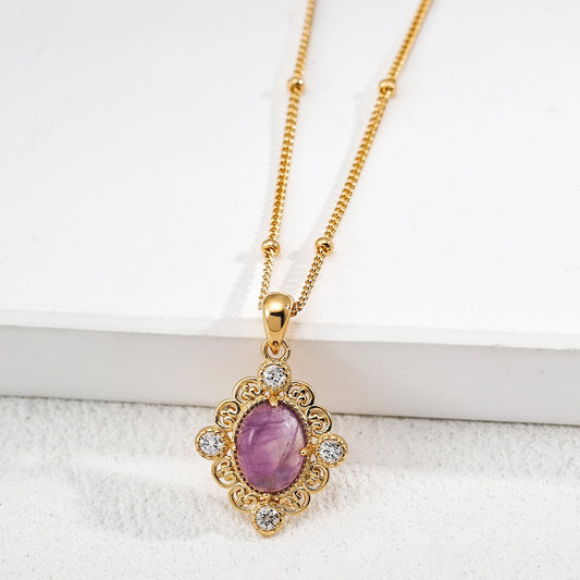 Amethyst/Shell Pendant Necklace