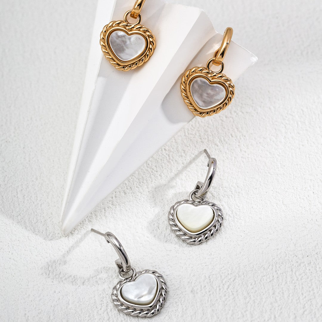 Heart Shaped Shell Pendant Earrings