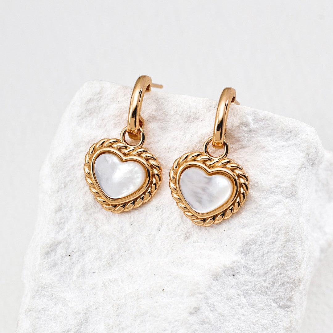 Heart Shaped Shell Pendant Earrings