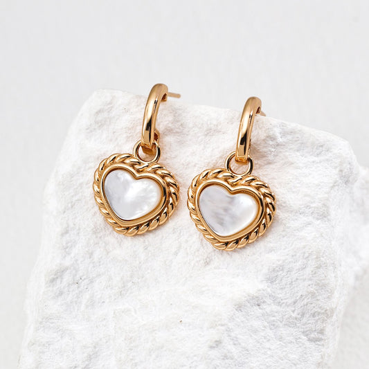 Heart Shaped Shell Pendant Earrings