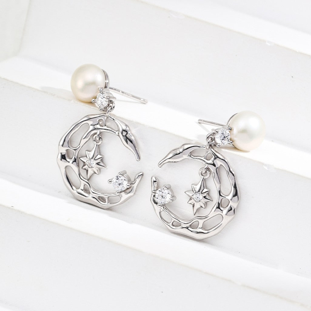 Zircon Inlaid Pearl Earrings Ⅱ