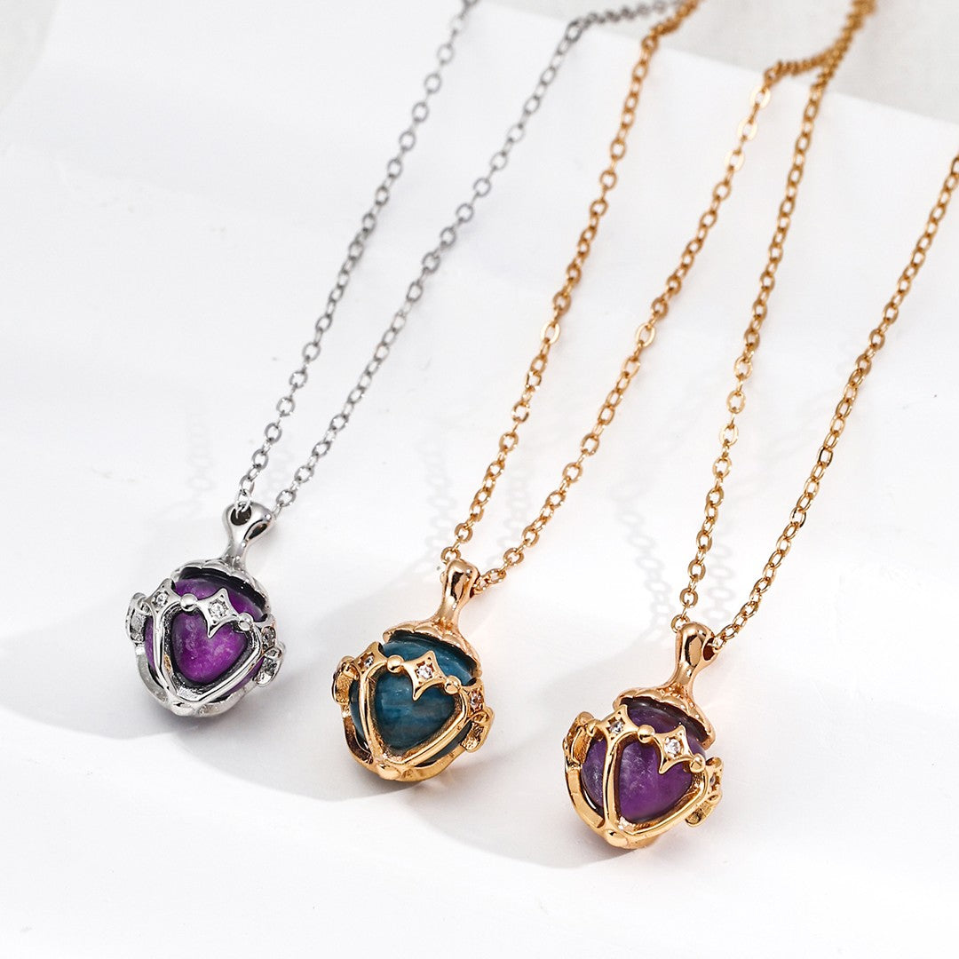 Amethyst/Azurite Pendant Necklace