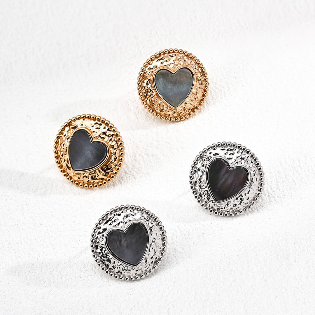 Heart Shaped Shell Inlaid Earrings