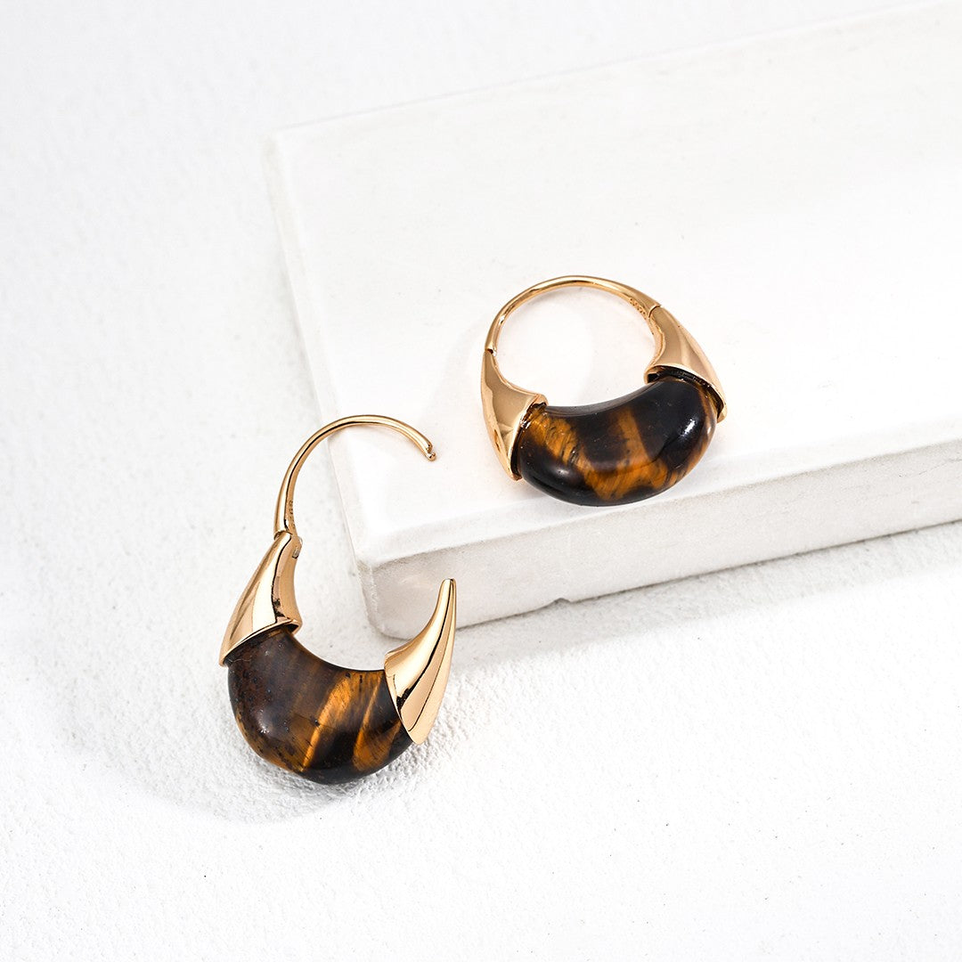 Tiger-Eye Stone Earrings Ⅳ