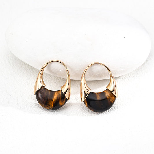 Tiger-Eye Stone Earrings Ⅳ