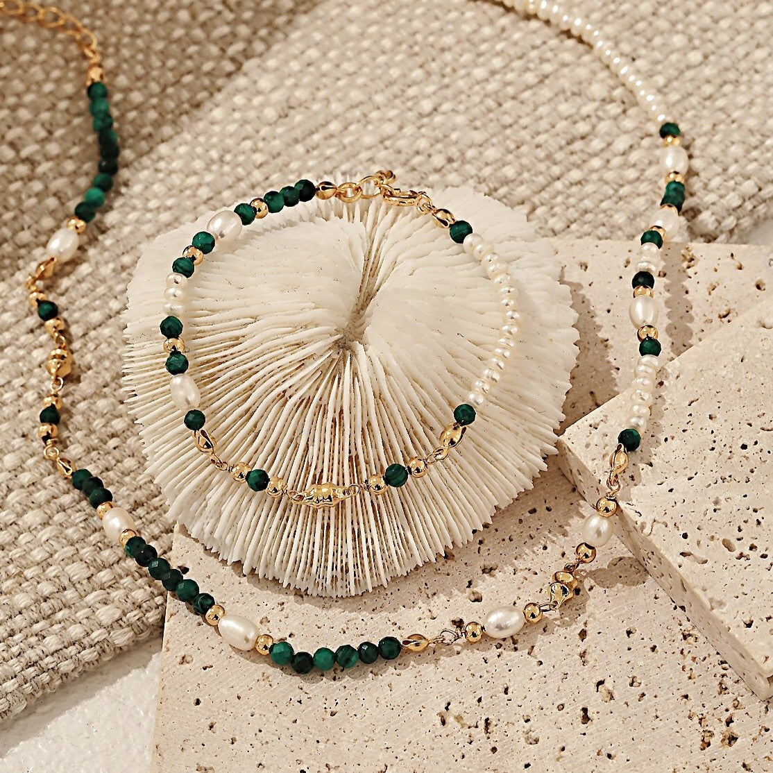 Malachite&Pearl Jewelry Set Ⅱ