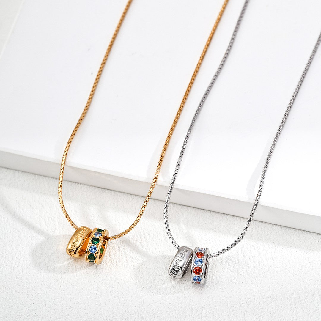 Double Ring Pendant Necklace