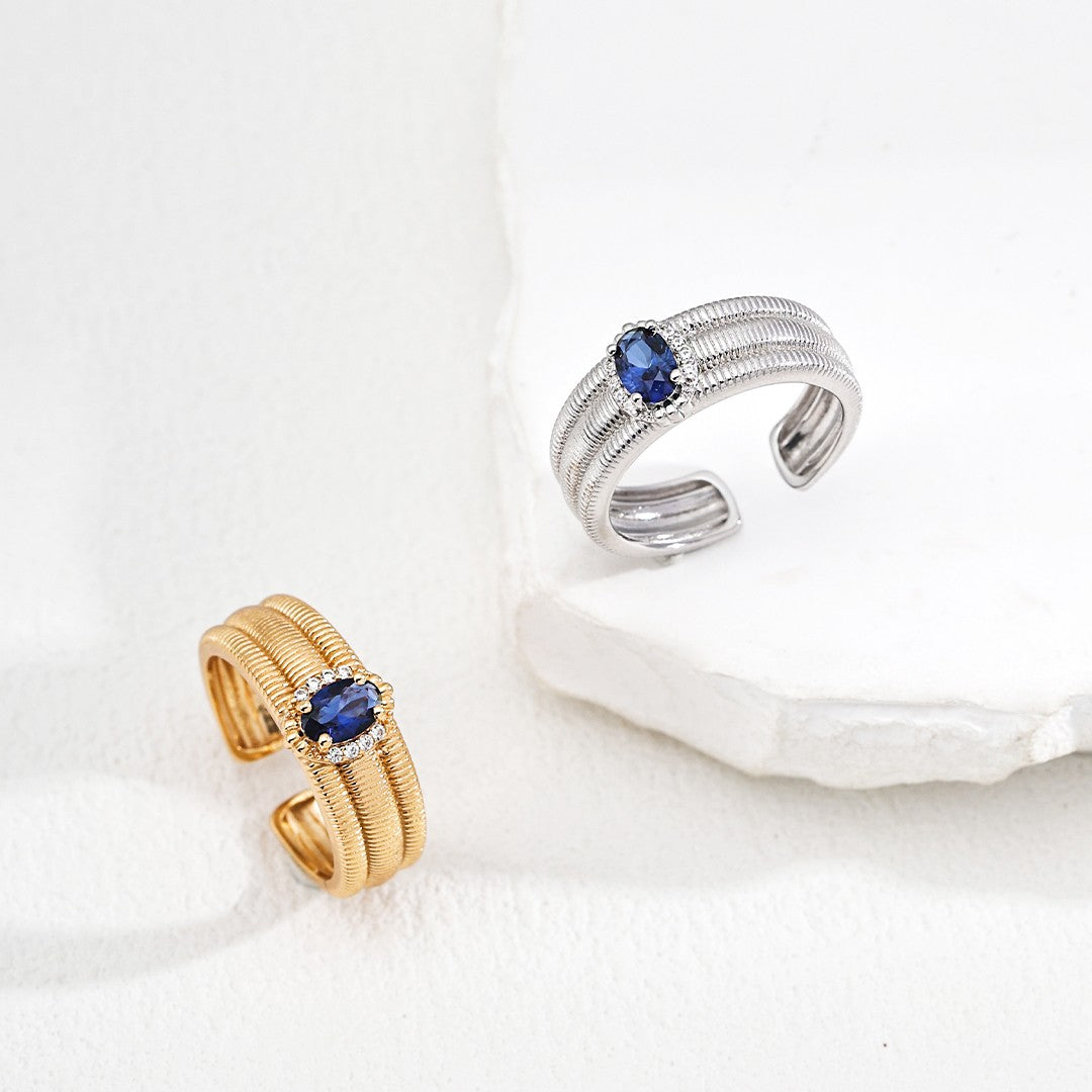 Synthetic Zircon Inlaid Ring Ⅰ
