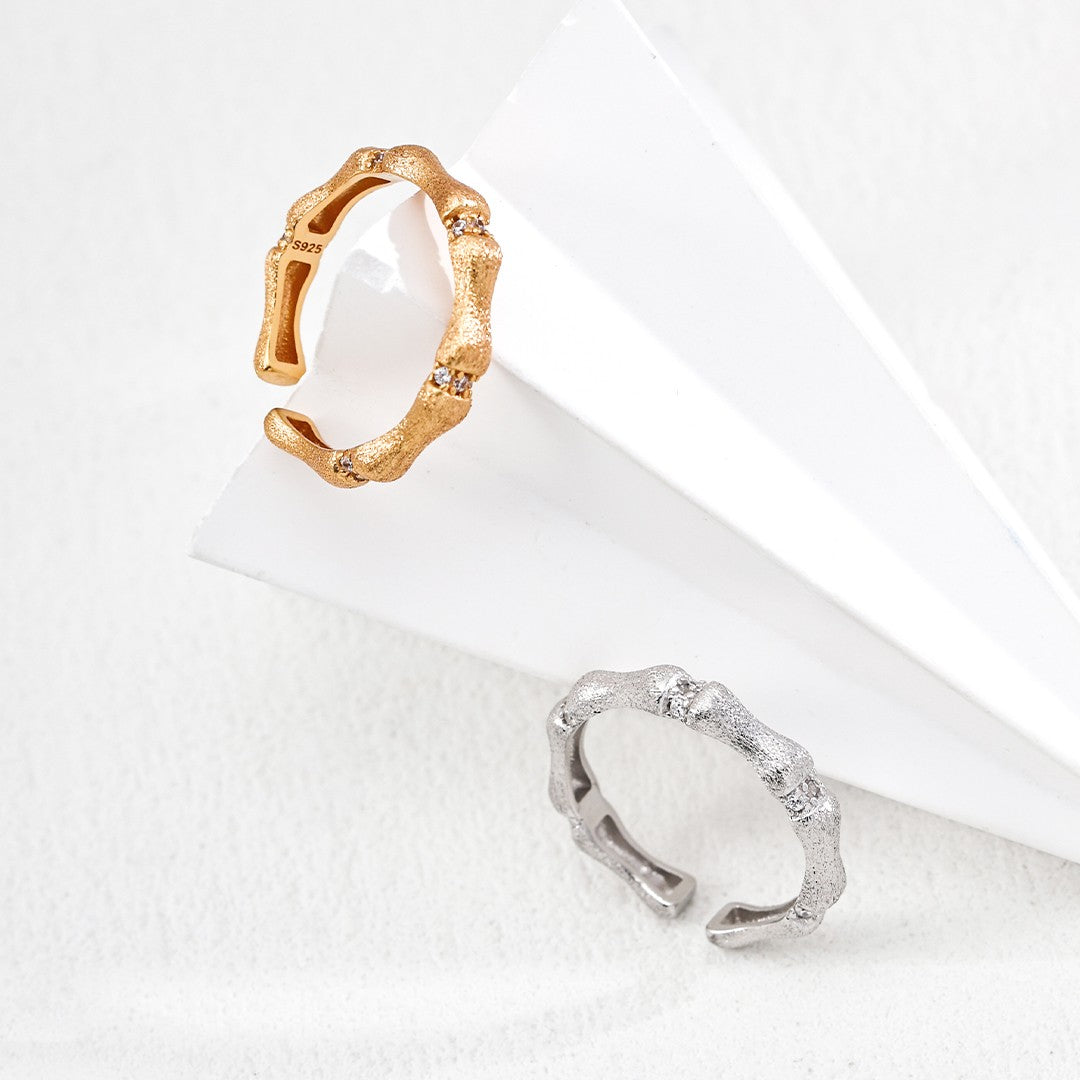 Zircon Inlaid Bamboo Ring