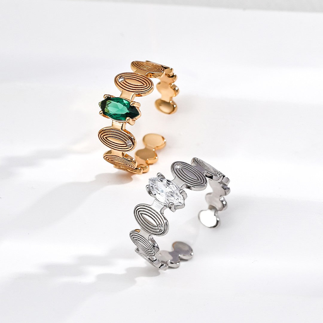 Synthetic Zircon Inlaid Ring Ⅱ
