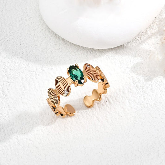 Synthetic Zircon Inlaid Ring Ⅱ