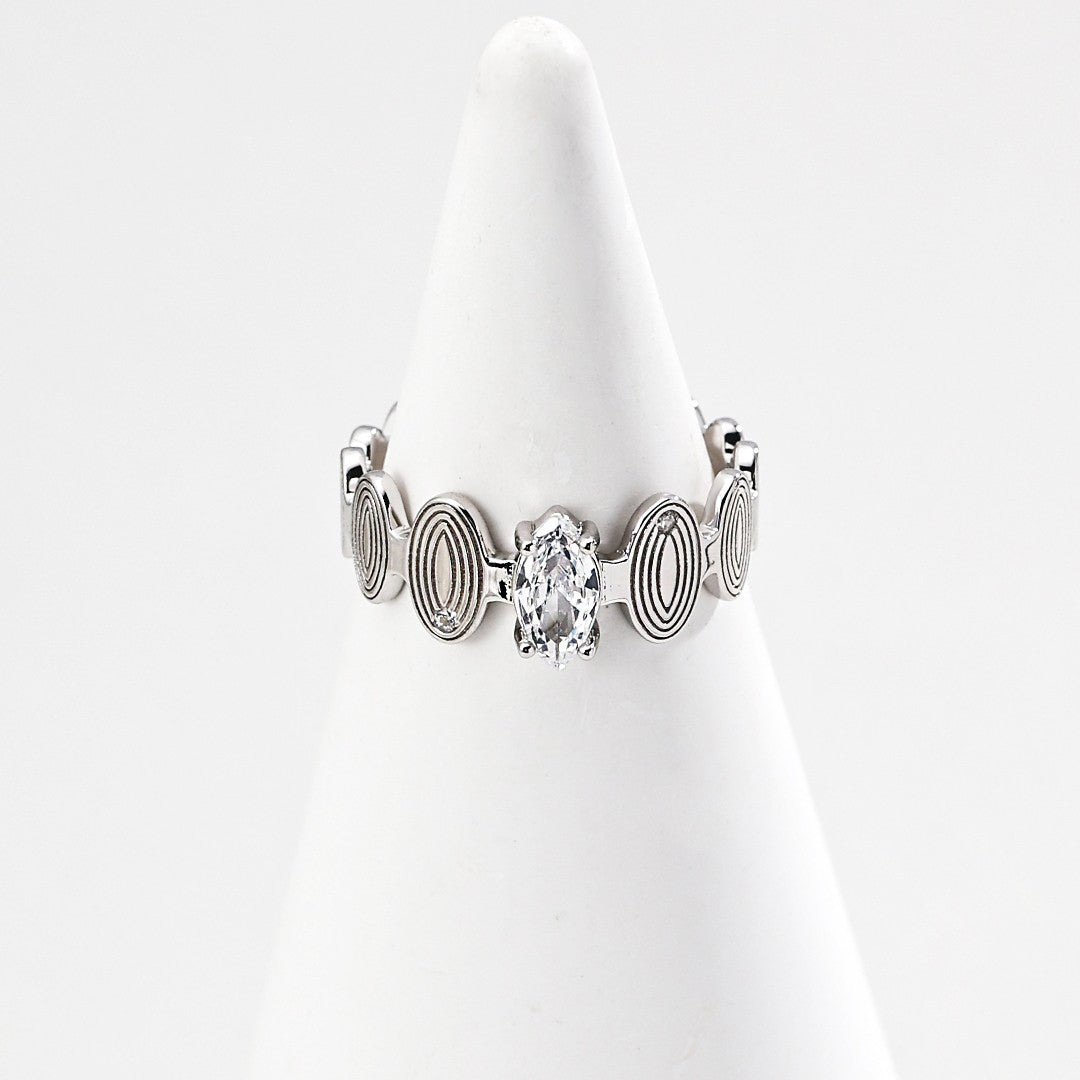 Synthetic Zircon Inlaid Ring Ⅱ