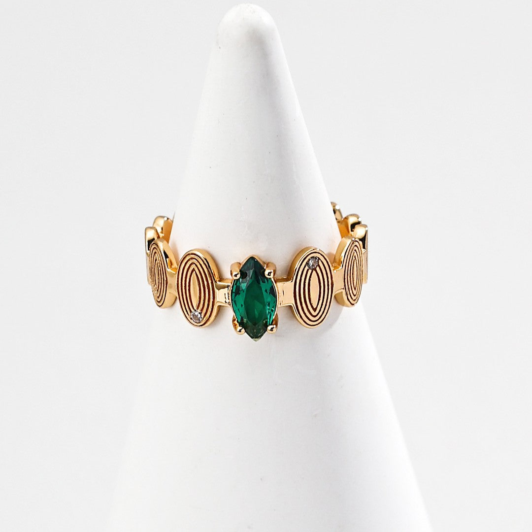 Synthetic Zircon Inlaid Ring Ⅱ