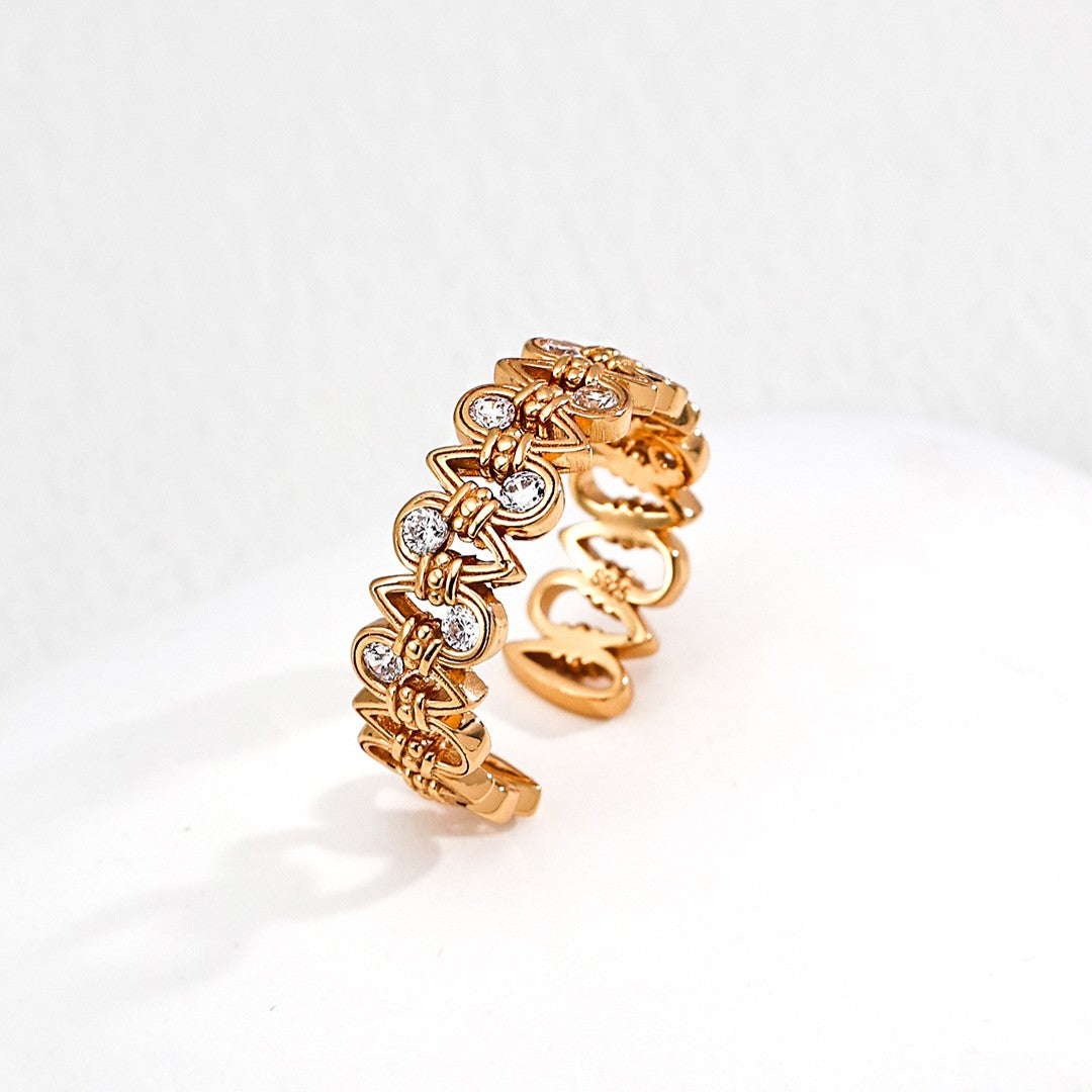 Synthetic Zircon Inlaid Ring Ⅲ