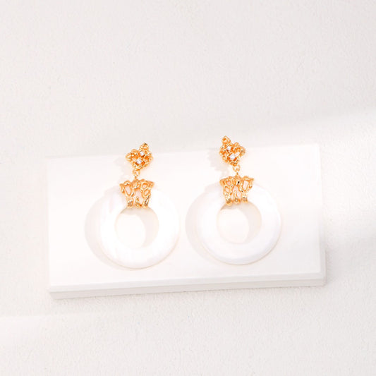 Circular Shell Pendant Earrings