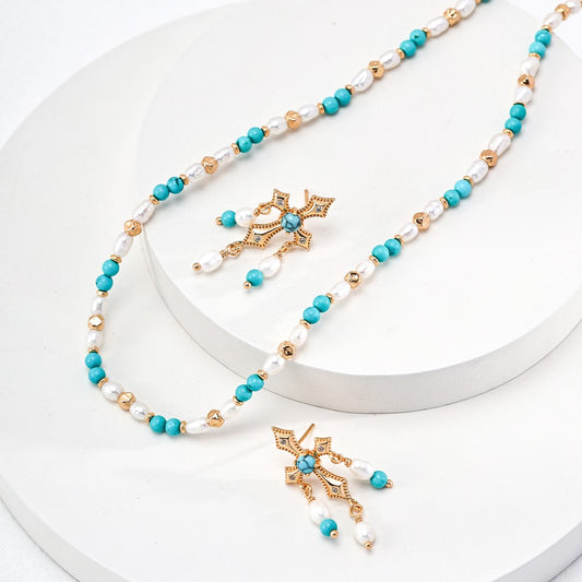 Turquoise&Pearl Jewelry Set