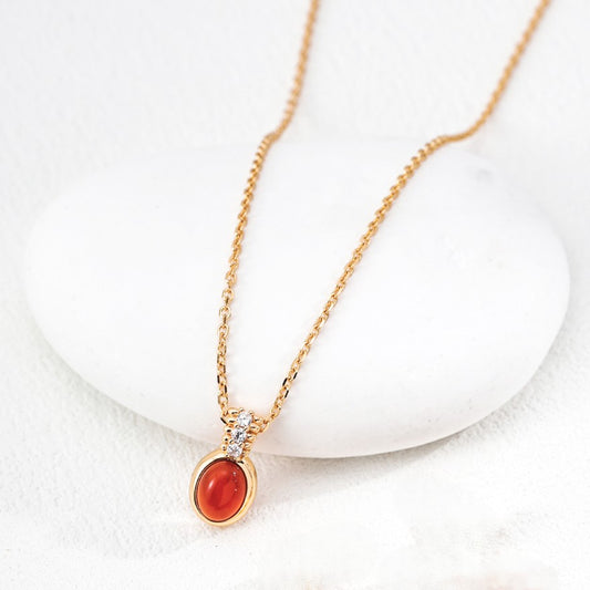 Red Agate/Shell Pendant Necklace