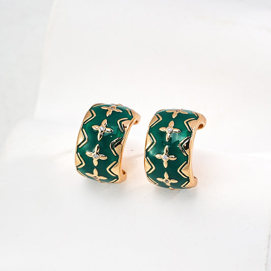 Green Enamel Earrings