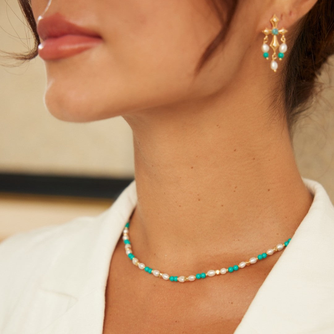Turquoise&Pearl Jewelry Set