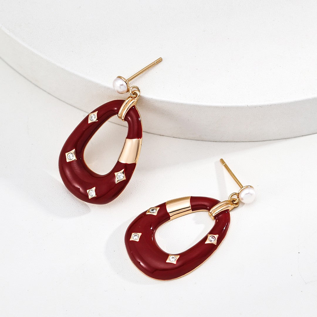 Red Enamel Earrings Ⅲ