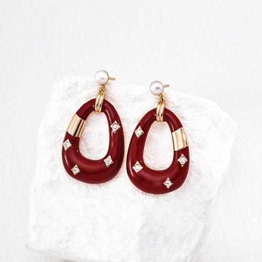 Red Enamel Earrings Ⅲ