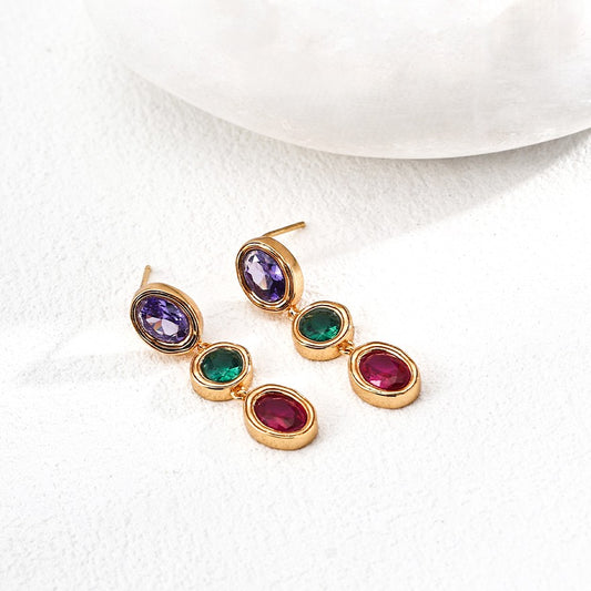 Multicolor Zircon Earrings Ⅲ