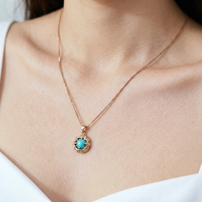 Tiger-Eye Stone/Turquoise Pendant Necklace