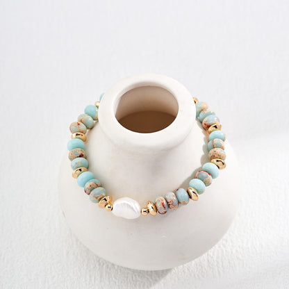 Shoushan Stone＆Pearl Bracelet