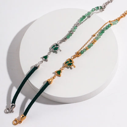 Strawberry Crystal＆Hemp Rope Bracelet