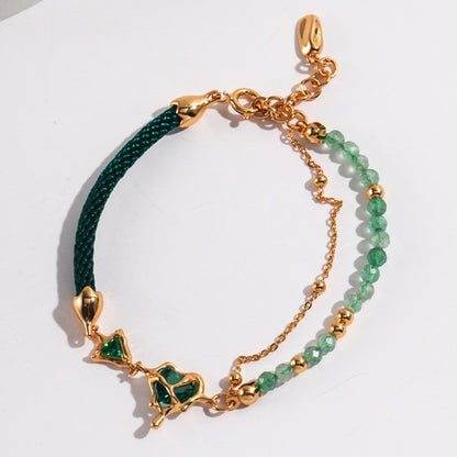 Strawberry Crystal＆Hemp Rope Bracelet