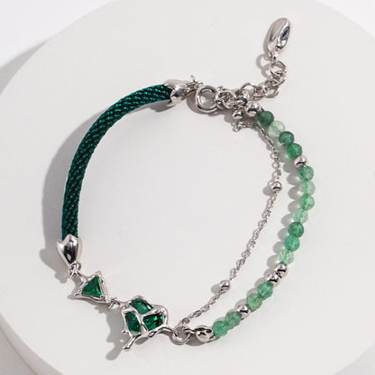 Strawberry Crystal＆Hemp Rope Bracelet