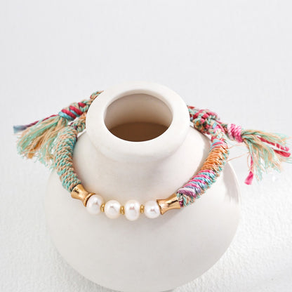 Hemp Rope＆Pearl Bracelet